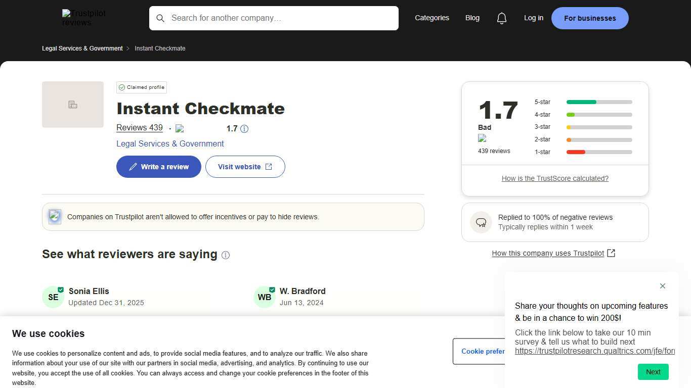 Instant Checkmate Reviews Read Customer Service Reviews of instantcheckmate.com 5 of 22